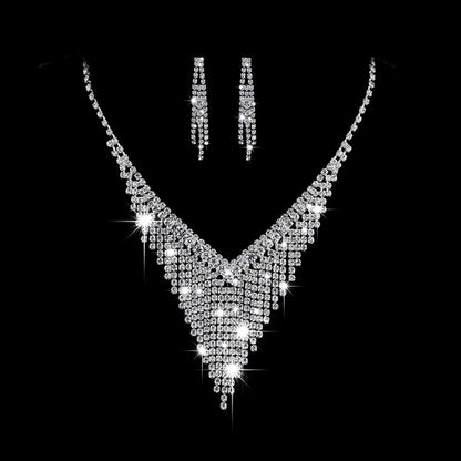 Fashion Crystal Bride Jewelry Set Rhinestone Silver-plated
