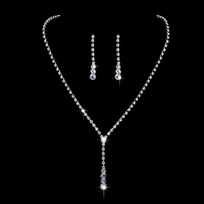 Fashion Crystal Bride Jewelry Set Rhinestone Silver-plated