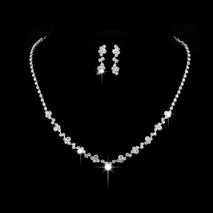 Fashion Crystal Bride Jewelry Set Rhinestone Silver-plated