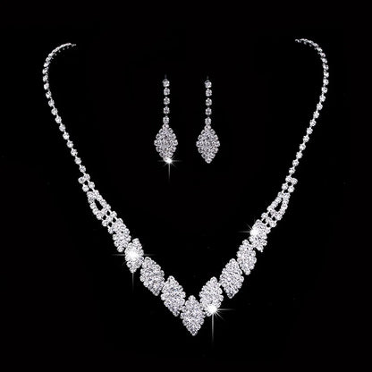 Fashion Crystal Bride Jewelry Set Rhinestone Silver-plated