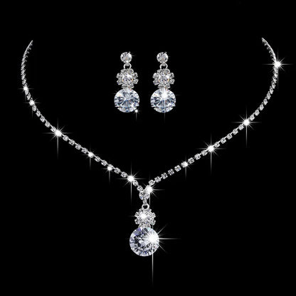 Fashion Crystal Bride Jewelry Set Rhinestone Silver-plated