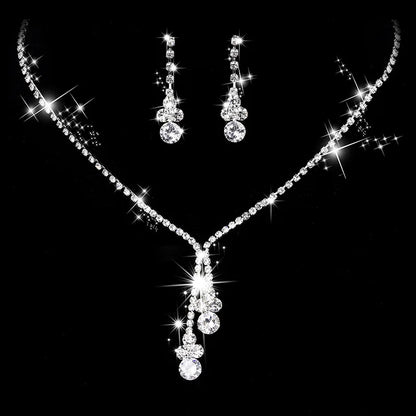 Fashion Crystal Bride Jewelry Set Rhinestone Silver-plated