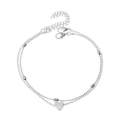 Trendy Beads Multilayer Summer Heart Anklet For Woman