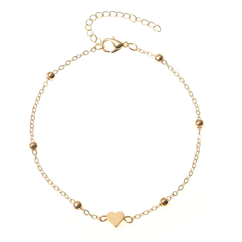 Trendy Beads Multilayer Summer Heart Anklet For Woman