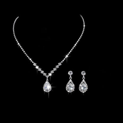 Fashion Crystal Bride Jewelry Set Rhinestone Silver-plated