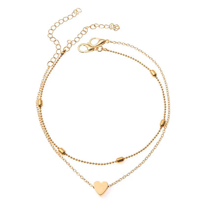 Trendy Beads Multilayer Summer Heart Anklet For Woman