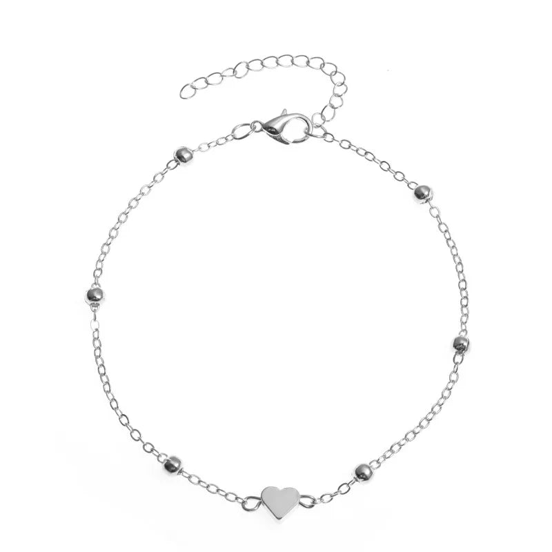 Trendy Beads Multilayer Summer Heart Anklet For Woman