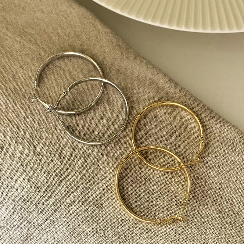 Fashion Large Flat Hoop Earrings Geometric Big Circle Earrings for Women