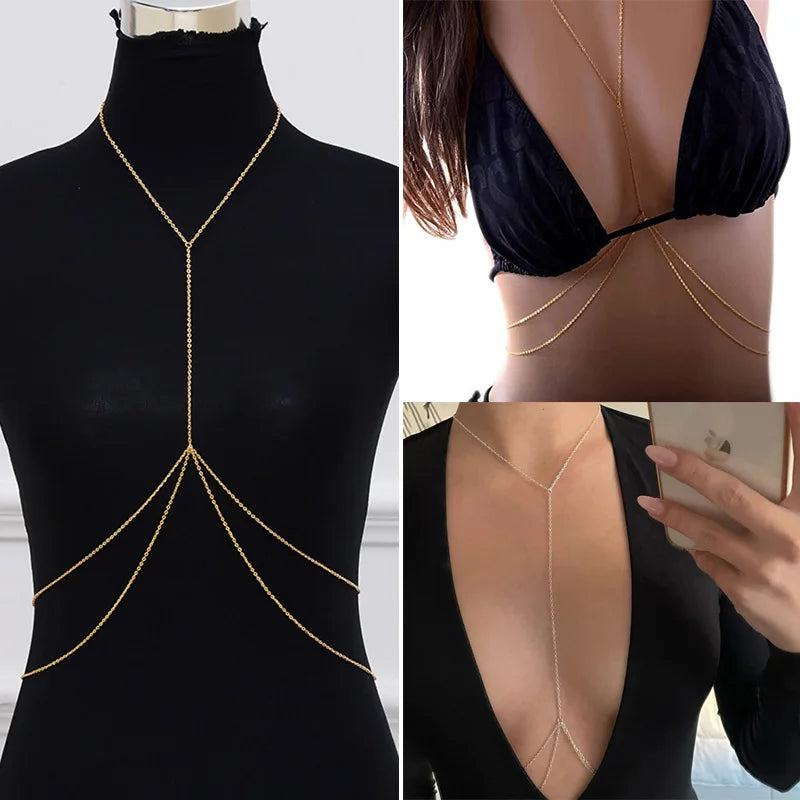 Sexy Chest Chain Bra Bikini Belly Waist Chain for Women