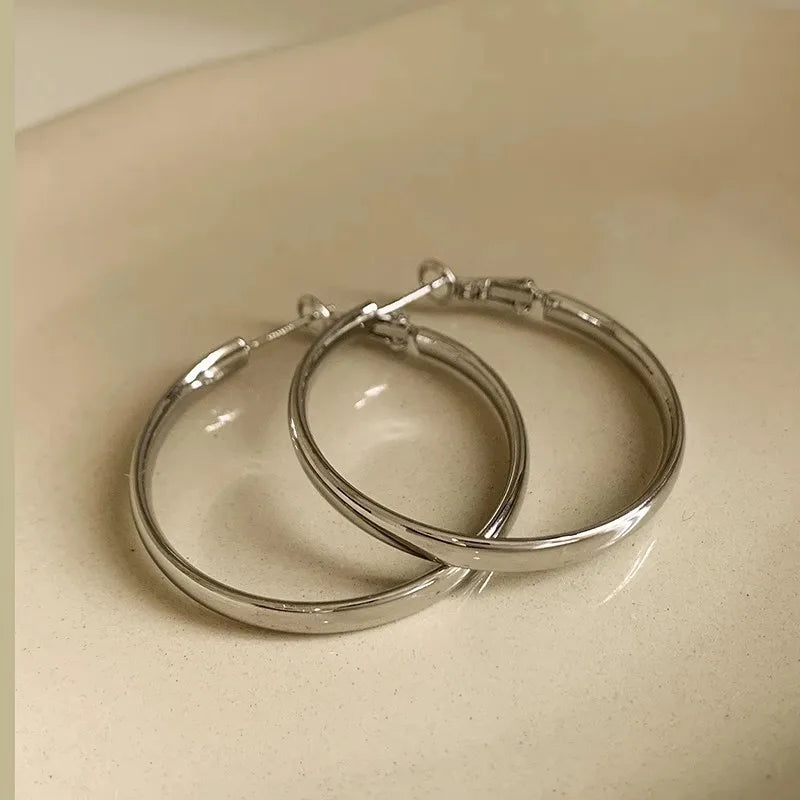 Fashion Large Flat Hoop Earrings Geometric Big Circle Earrings for Women