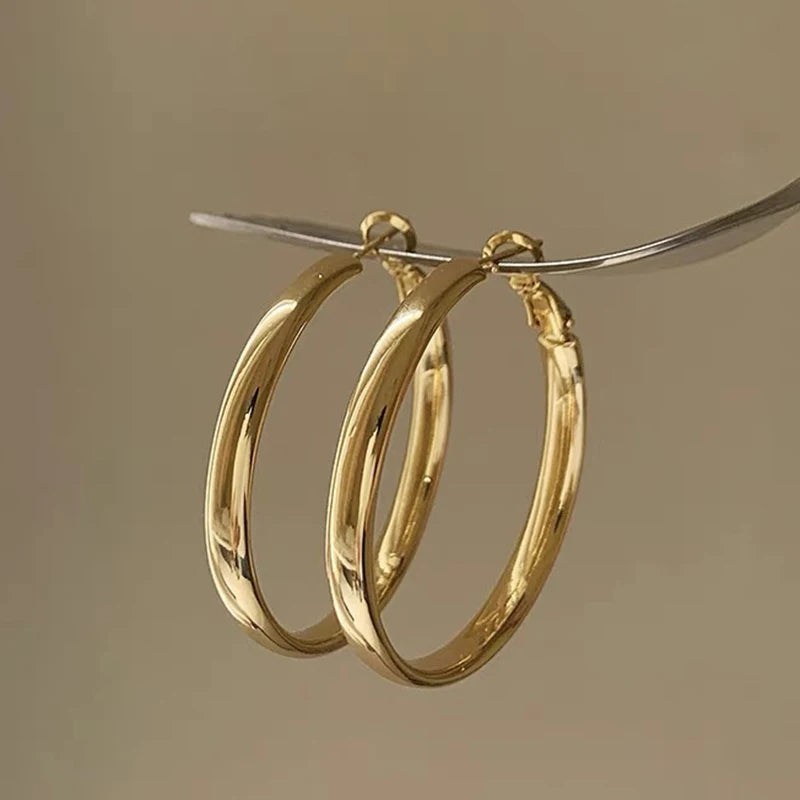 Fashion Large Flat Hoop Earrings Geometric Big Circle Earrings for Women