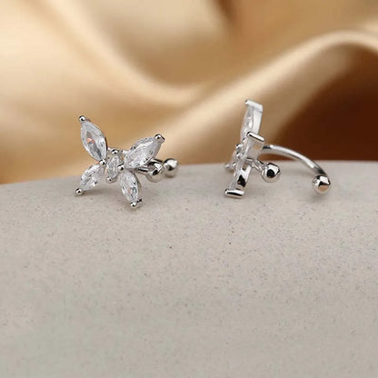 1Pcs Gold Color Zircon Butterfly Ear Clip Female