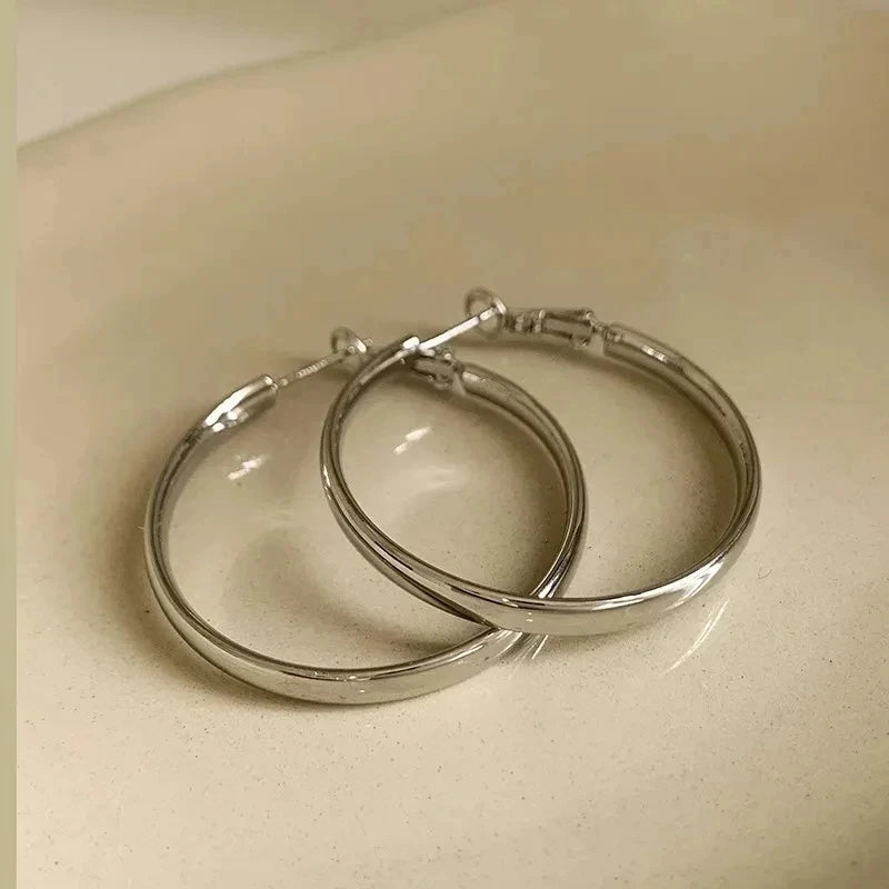 Fashion Large Flat Hoop Earrings Geometric Big Circle Earrings for Women