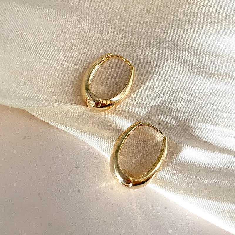 Stainless Steel Smooth Star Zircon Hoop Earrings for Women