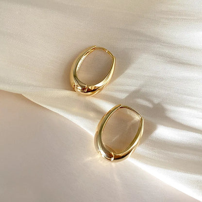 Stainless Steel Smooth Star Zircon Hoop Earrings for Women