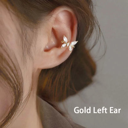 1Pcs Gold Color Zircon Butterfly Ear Clip Female