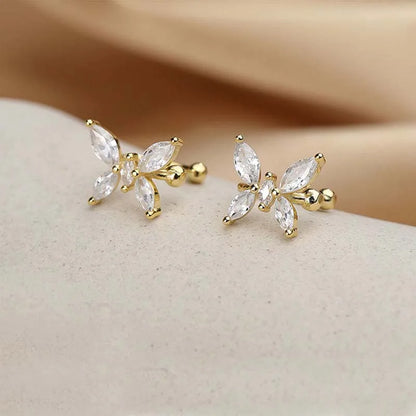 1Pcs Gold Color Zircon Butterfly Ear Clip Female