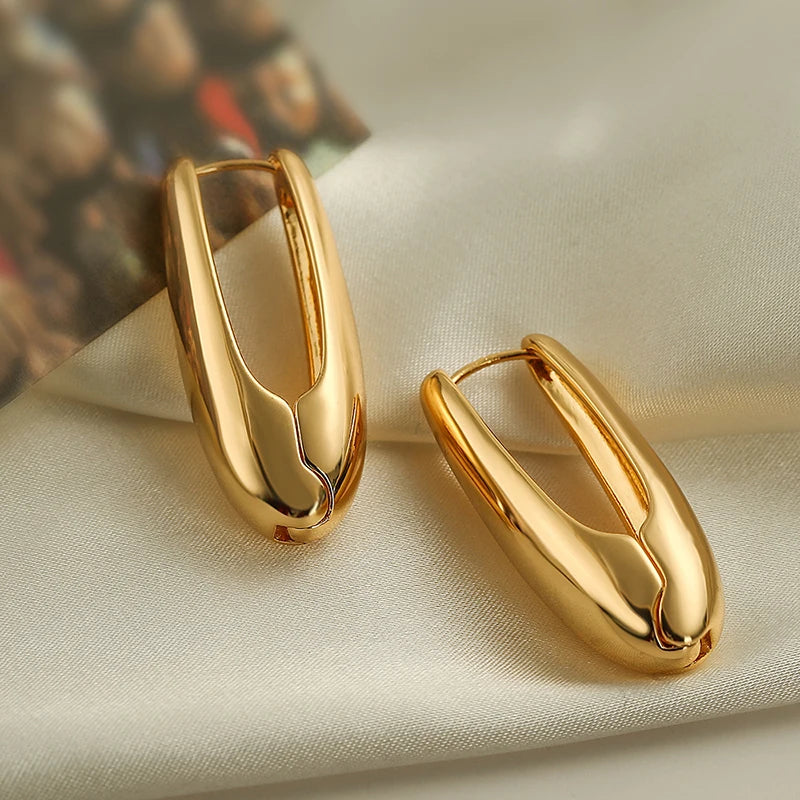 Stainless Steel Smooth Star Zircon Hoop Earrings for Women