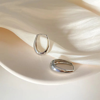 Stainless Steel Smooth Star Zircon Hoop Earrings for Women