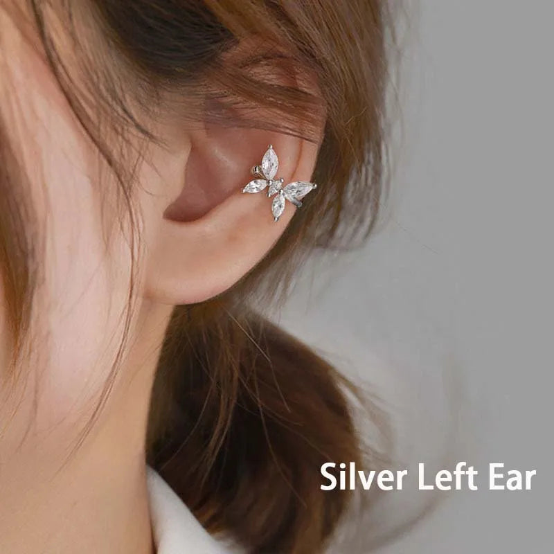 1Pcs Gold Color Zircon Butterfly Ear Clip Female